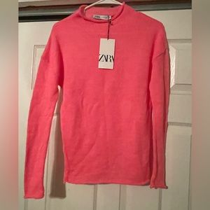 NWT Zara Bright pink long sleeve sweater